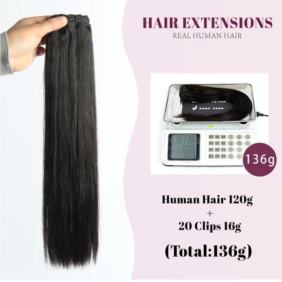 16'' 100g #10 Clip-in Hair Extensions Human Virgin Hair main image 1